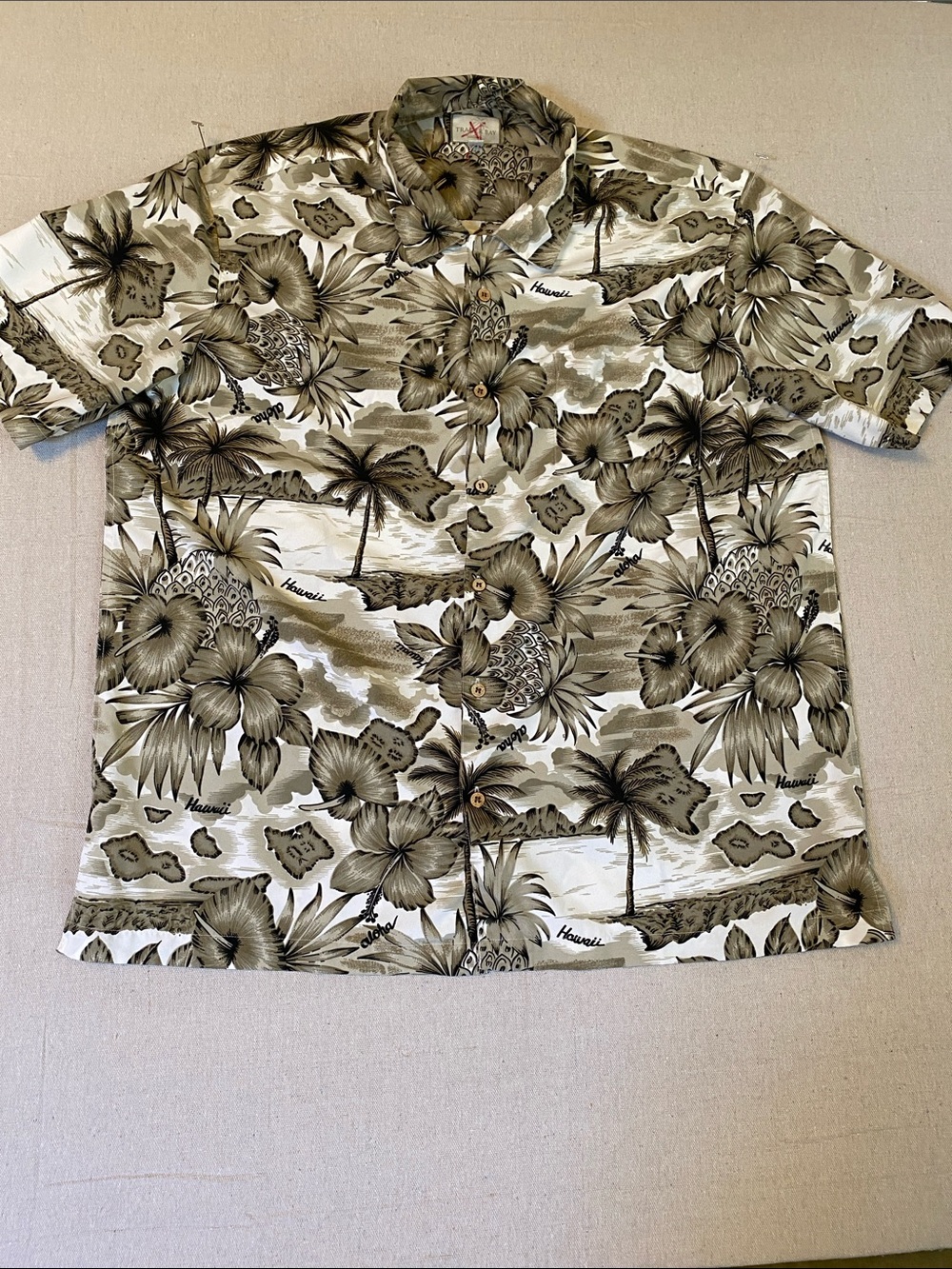 Trader Bay Black & Cream Tropical Print Camp Shirt